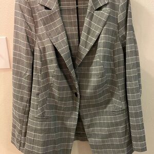 Lane Bryant Women’s Grey, Black, and White Checkered Blazer